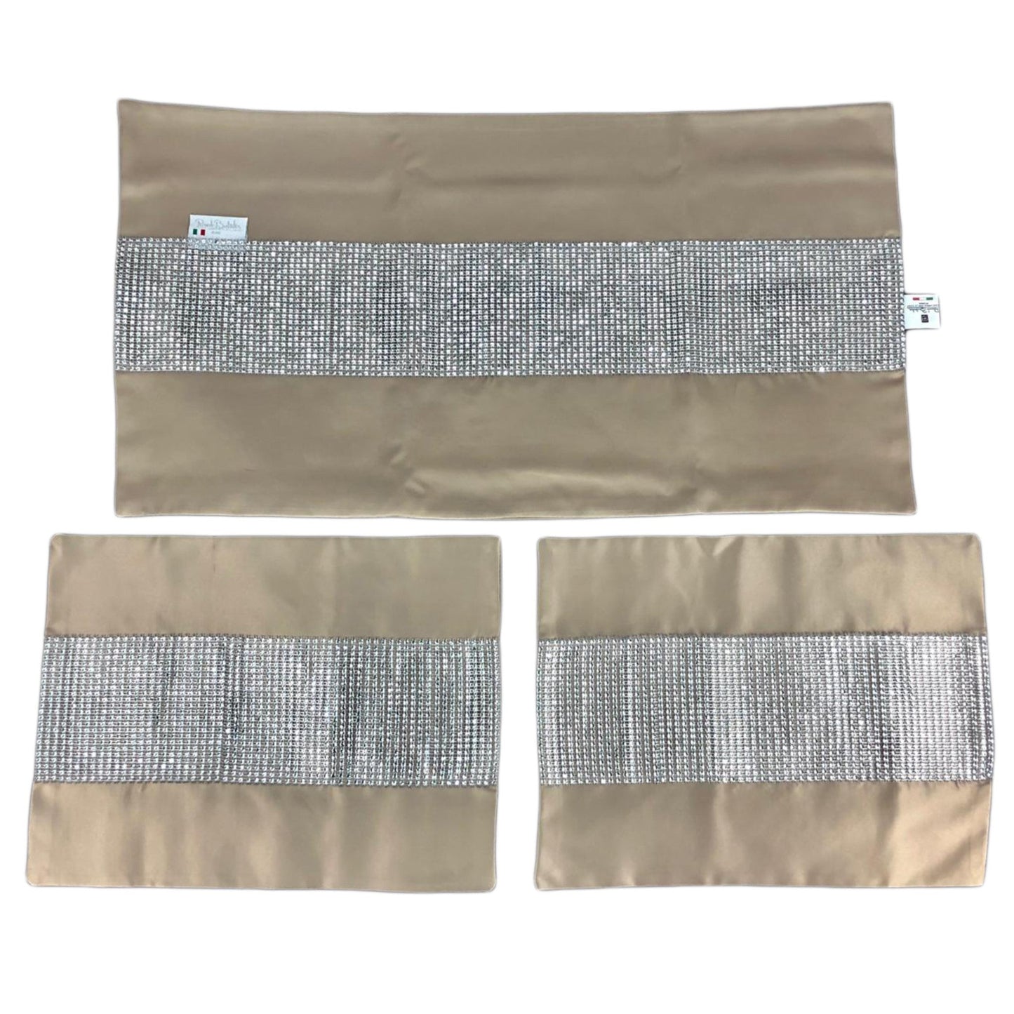 Completo centrini e runner set 3 pezzi Renato Balestra con strass Provenza 0751