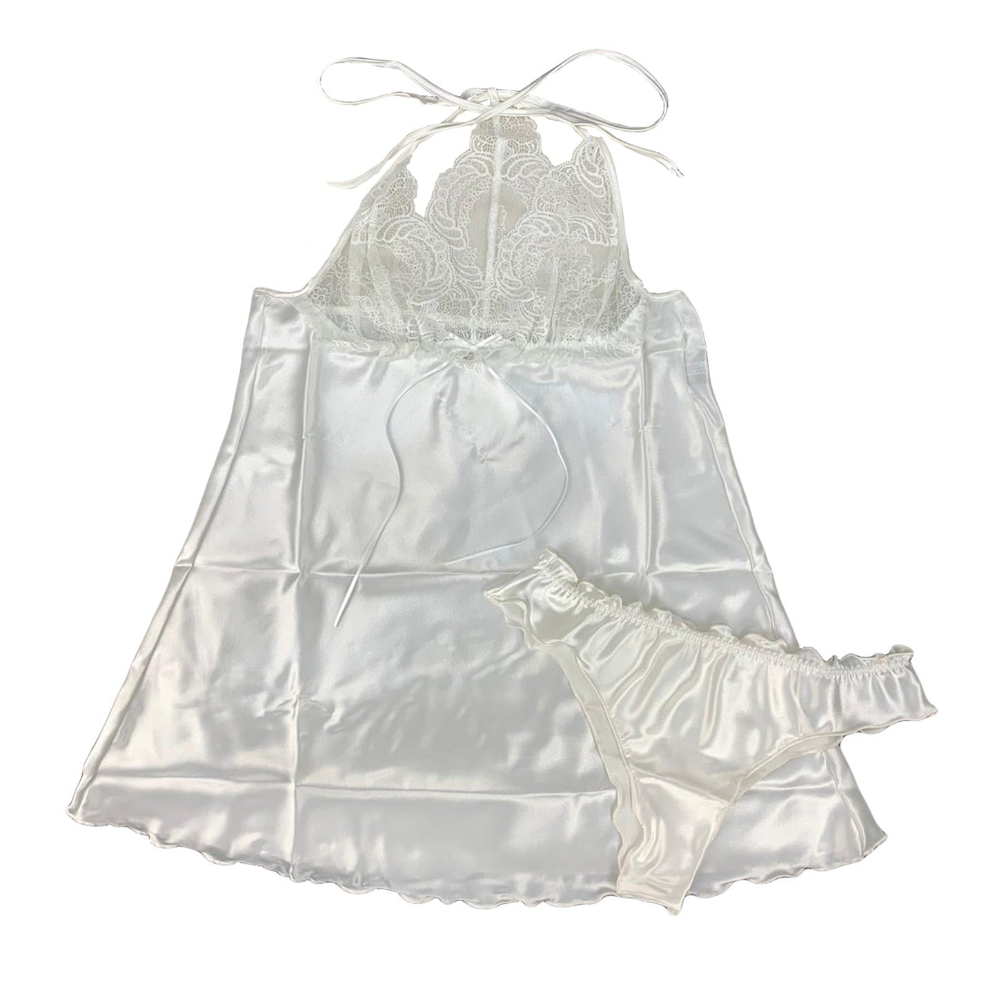 Baby Doll + brasiliana lingerie intimo donna in raso Andra in taglie II a V 0889