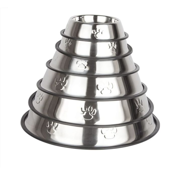 Set di 2 Ciotole per cani e gatti in acciaio inox con base in gomma antiscivolo per acqua e cibo