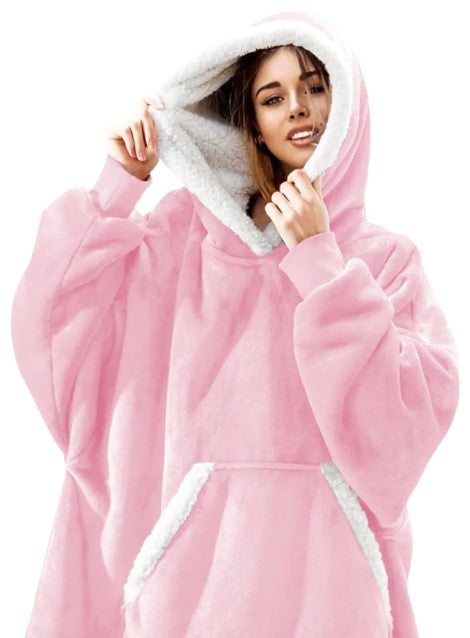 Felpa Coperta Plaid con Cappuccio Oversize Super Confortevole Taglia Unica - Tinta Unita