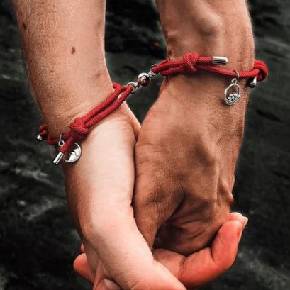 Set 2 Bracciali con Calamita - Oltre le Montagne e gli Oceani - Amore, Amicizia