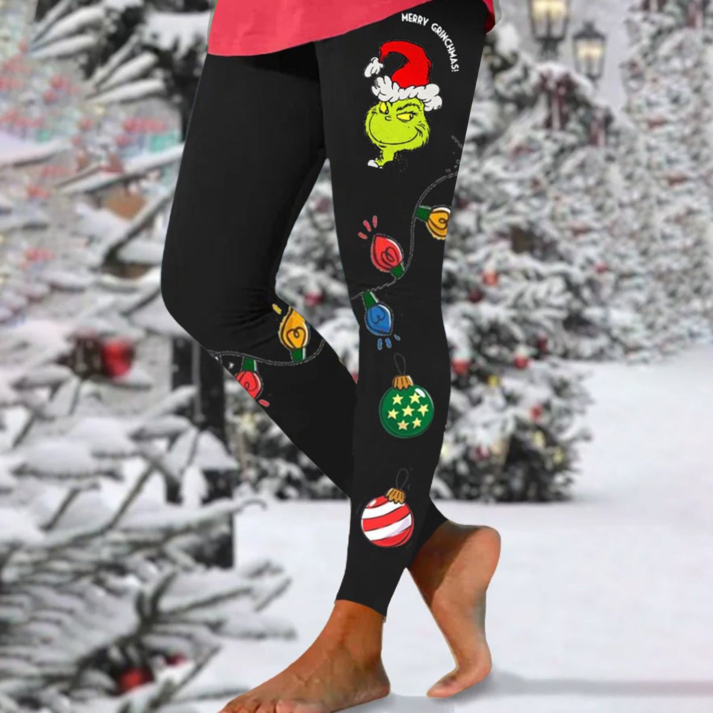 Brushed Printed Slim Fit Skinny Bootcut Trousers