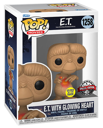 Funko Pop! Movies- E.T. (1258) E.T 40Th W/Glowing Heart G.I.T.D. Special Edition