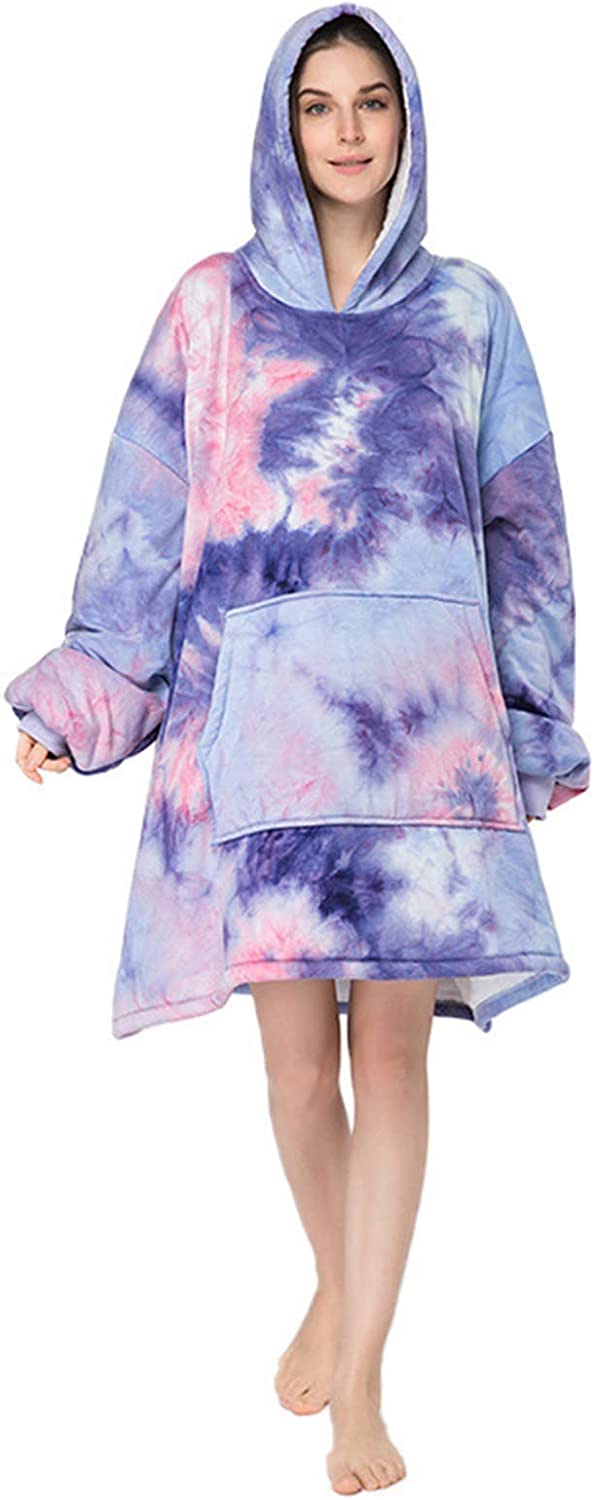 Super Comfortable Oversized Plaid Blanket Hoodie, One Size - Purple
