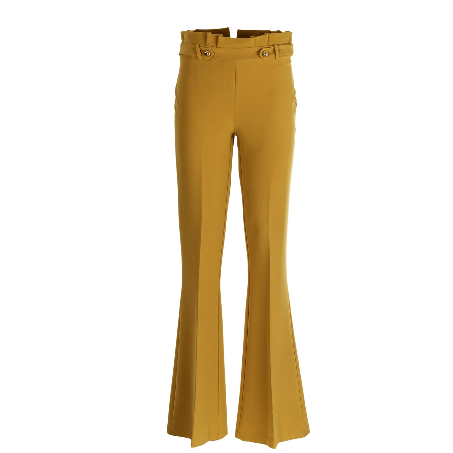 Pantalone donna zampa elegante vita alta stretto made in italy 1445