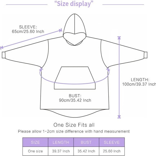 Super Comfortable Oversized Plaid Blanket Hoodie, One Size - Purple