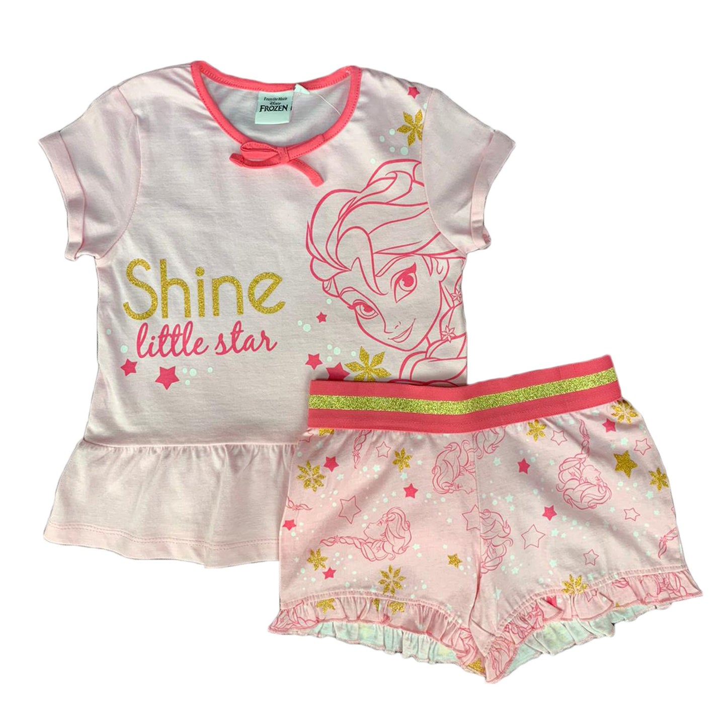 Pigiama bambina Disney Frozen T-shirt e pantaloncino in cotone stampato 1845