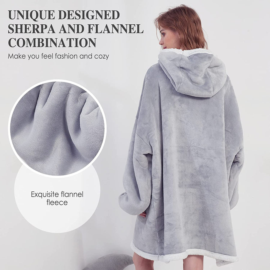 Felpa Coperta Plaid con Cappuccio Oversize Super Confortevole Taglia Unica - Tinta Unita