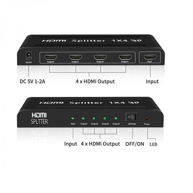 HDMI Splitter 1.4 1080P 3D 4K Full HD 4 Outputs High Resolution - DVD TV PS4 PC
