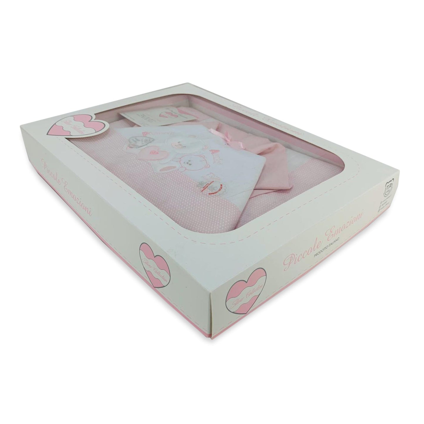 Coordinato lettino Piccole Emozioni neonato set 3 pezzi in cotone ricamato 2525