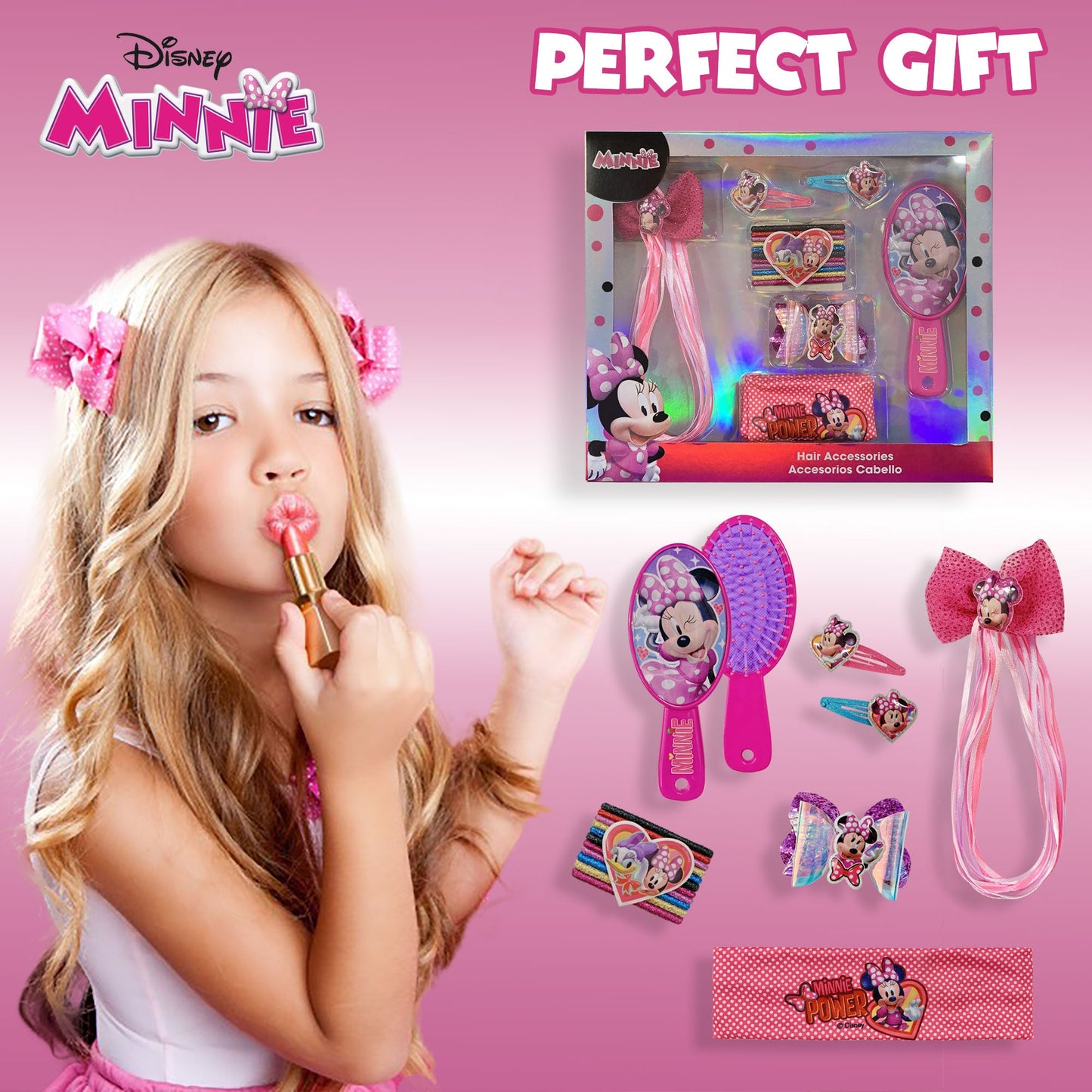 Accessori per capelli Disney Minnie kit 18 pz spazzola fermagli 2712