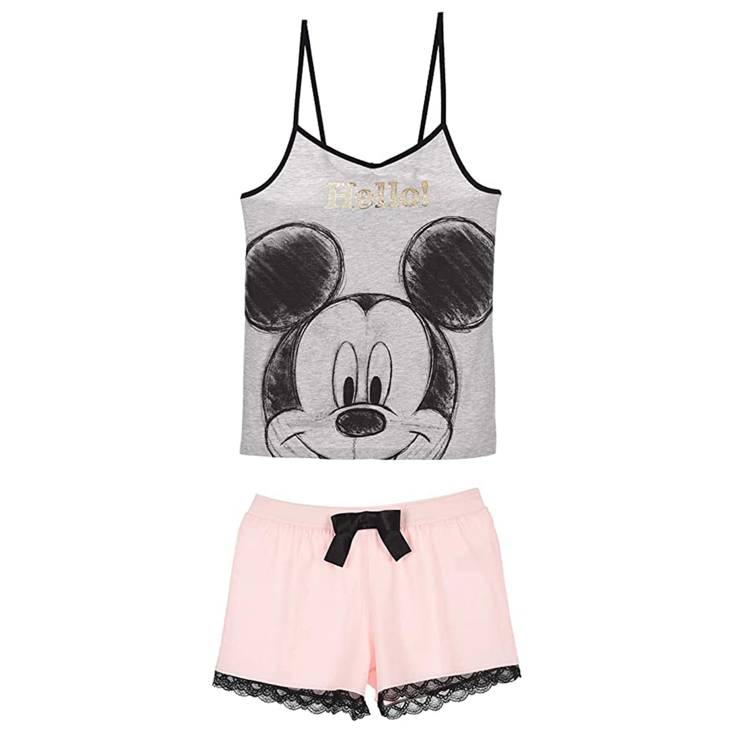 Pigiama corto donna Disney Mickey Mouse top e pantaloncino in cotone 2895