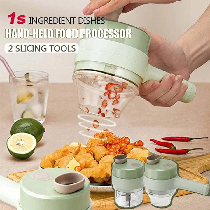 Tagliaverdure elettrico portatile 4 in 1 affettatrice multifunzione per frutta di verdura tagliaverdure a cipolla tagliaverdure per cetriolo affettatrice leggera e comoda per aglio e verdura