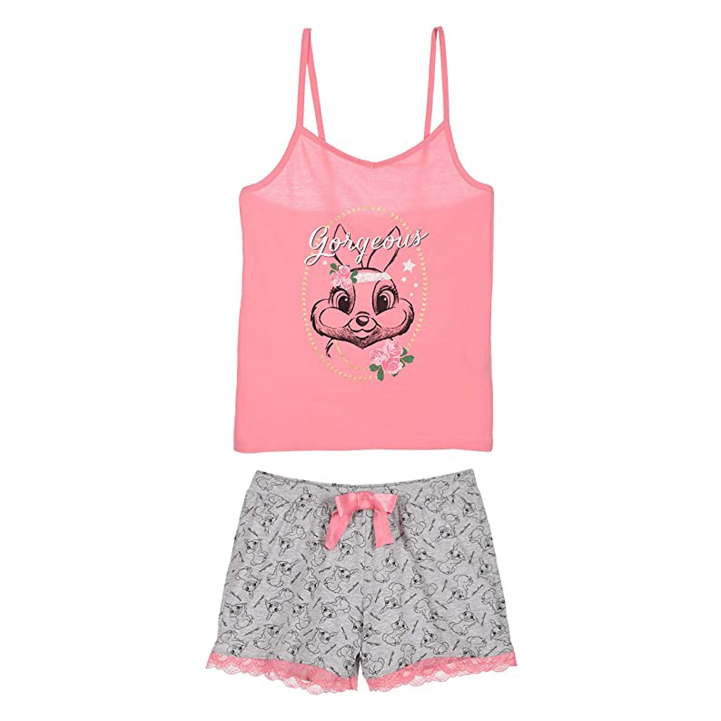 Pigiama corto donna Disney Bambi top e pantaloncino in cotone 3230