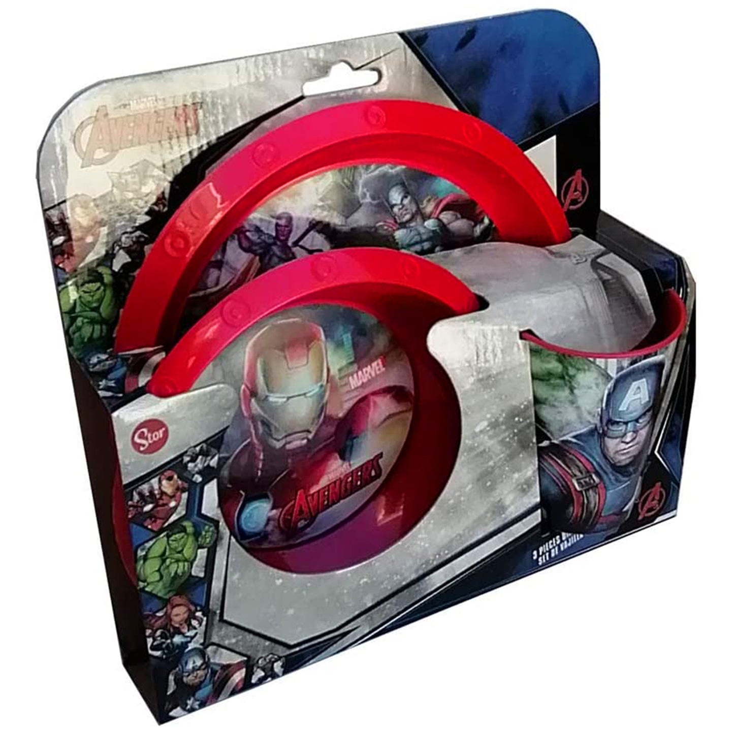 Set Pappa Avengers Supereroe Piatto Piano Piatto Fondo E Bicchiere Bambino 3278
