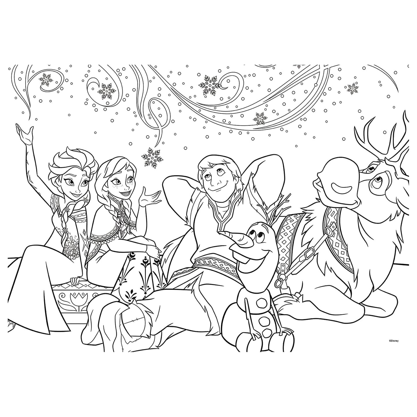 Puzzle maxi double-face Disney Frozen Elsa e Anna 108 pz retro colorabile 3361