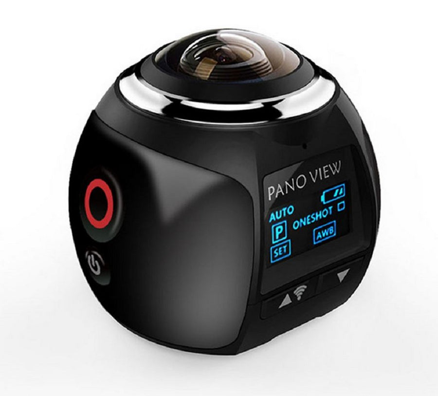 Action cam a 360° 4k fotocamera con wifi panoramica grandangolare 220°, 30 fps, vr 5 mp, hdmi con dv player