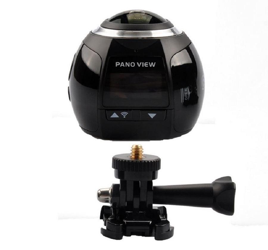 Action cam a 360° 4k fotocamera con wifi panoramica grandangolare 220°, 30 fps, vr 5 mp, hdmi con dv player