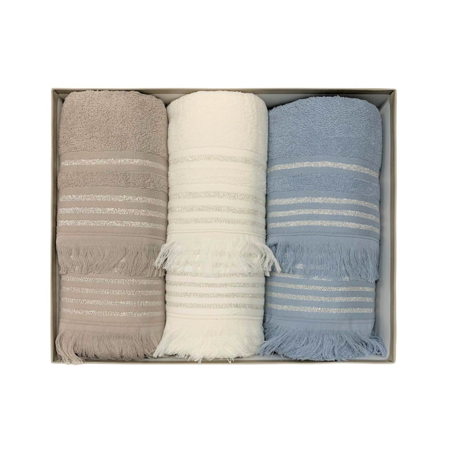 Set asciugamani bagno 3+3 in spugna viso ospite Maestri Cotonieri Lurex 3649