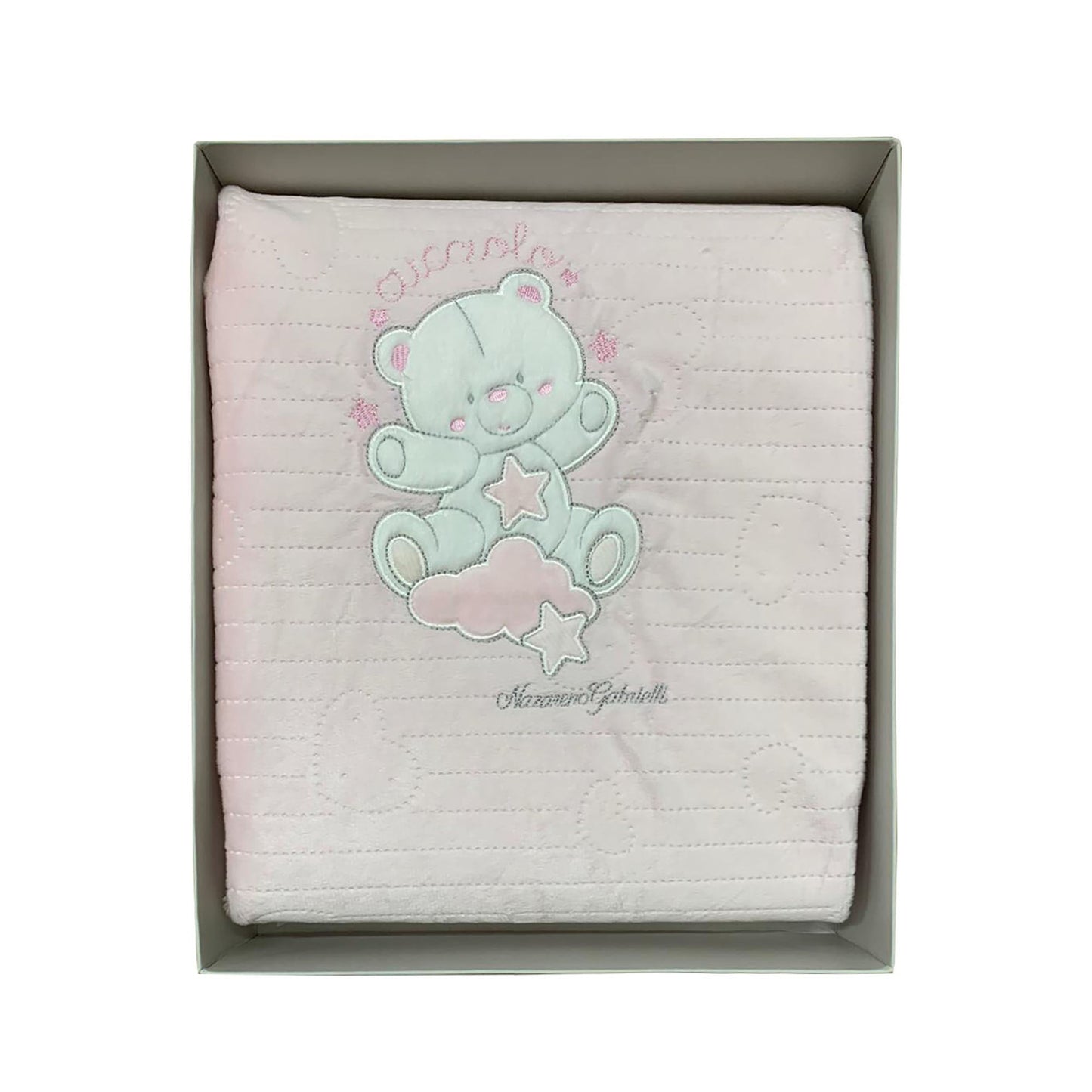 Copertina in pile ricamata lettino Nazareno Gabrielli neonato double-face 3867