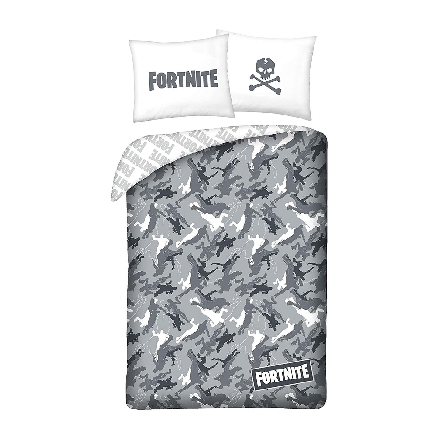 Set letto singolo copripiumino + federa ufficiale Fortnite in cotone 3949