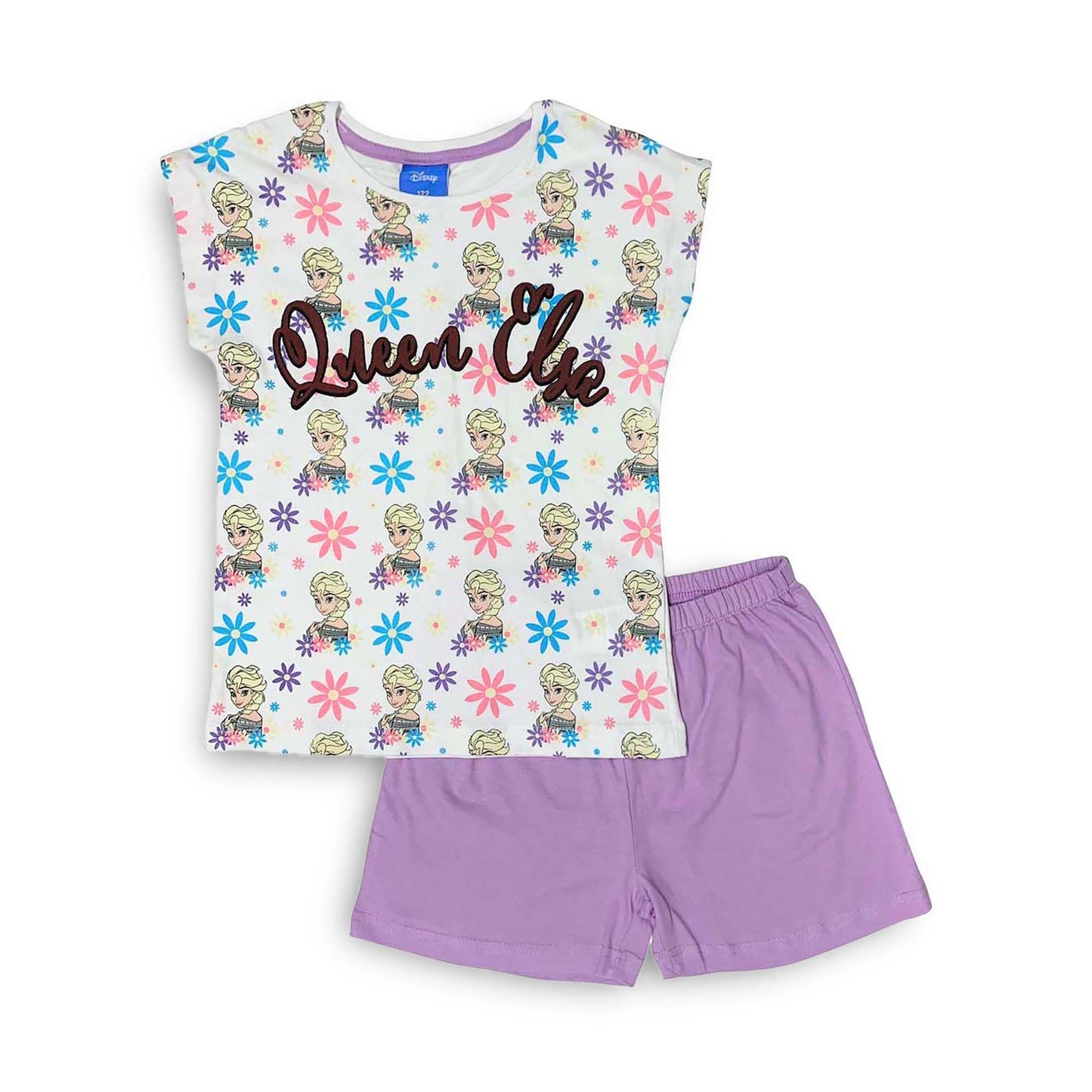 Pigiama corto bambina Disney Frozen completo t-shirt e pantaloncino cotone 3984