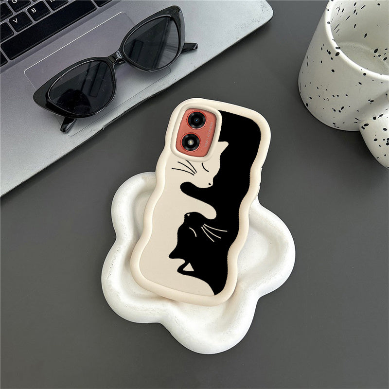 G04 4G Black kitten Silicone Case for Moto G04 4G with Shockproof features suitable for Casual