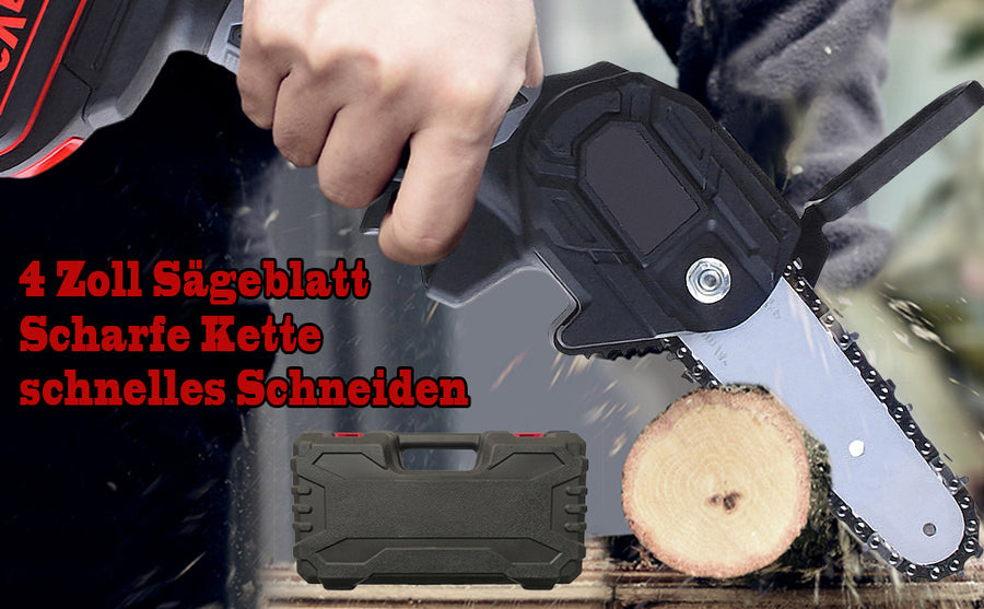 DwL-IT 8741 Mini motosega con 2 batterie da 24v ricaricabile, lama da 4", lunghezza di taglio 10cm, potatura con valigetta