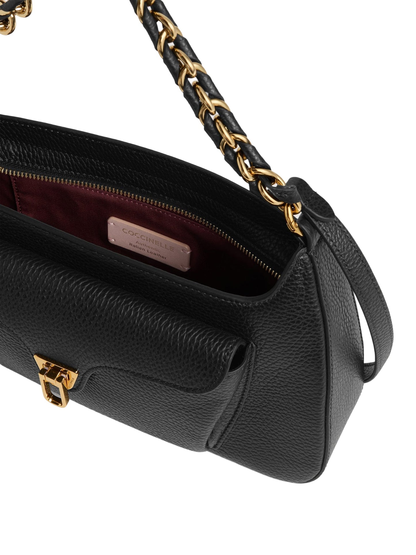 COCCINELLE Borsa Donna a Spalla Nera, In Vera Pelle, Beat Generation