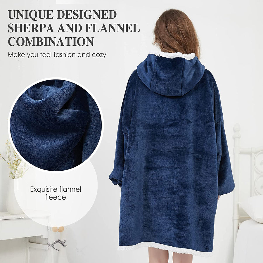 Felpa Coperta Plaid con Cappuccio Oversize Super Confortevole Taglia Unica - Tinta Unita