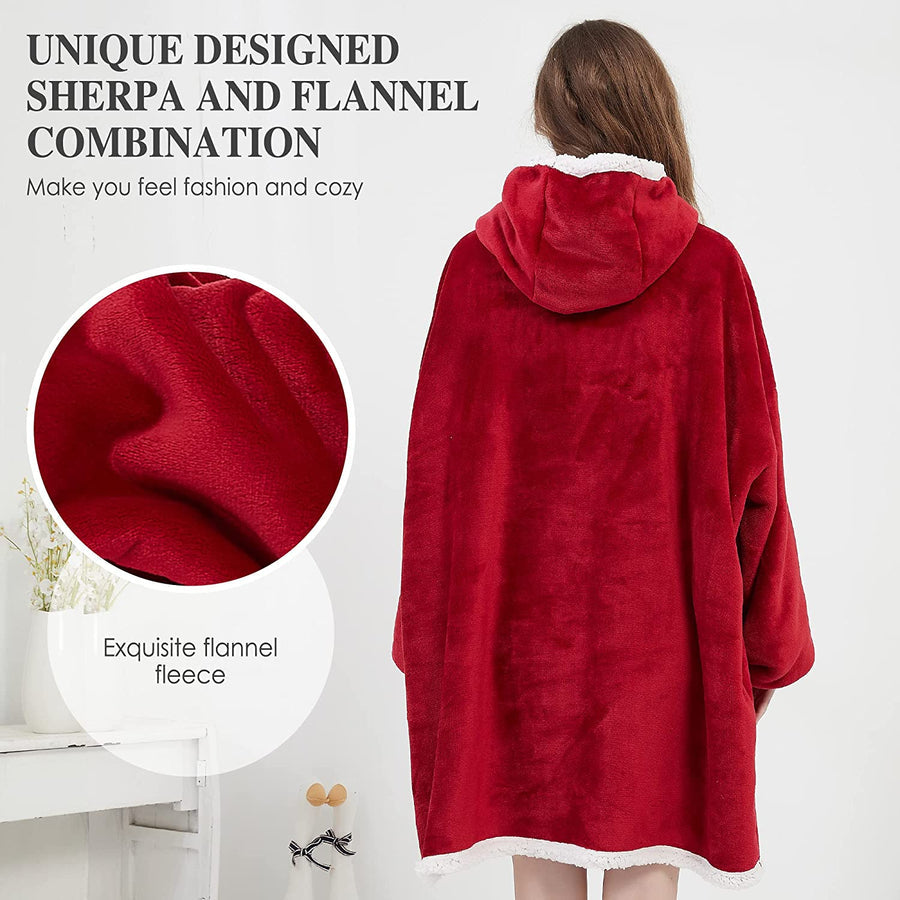 Felpa Coperta Plaid con Cappuccio Oversize Super Confortevole Taglia Unica - Tinta Unita