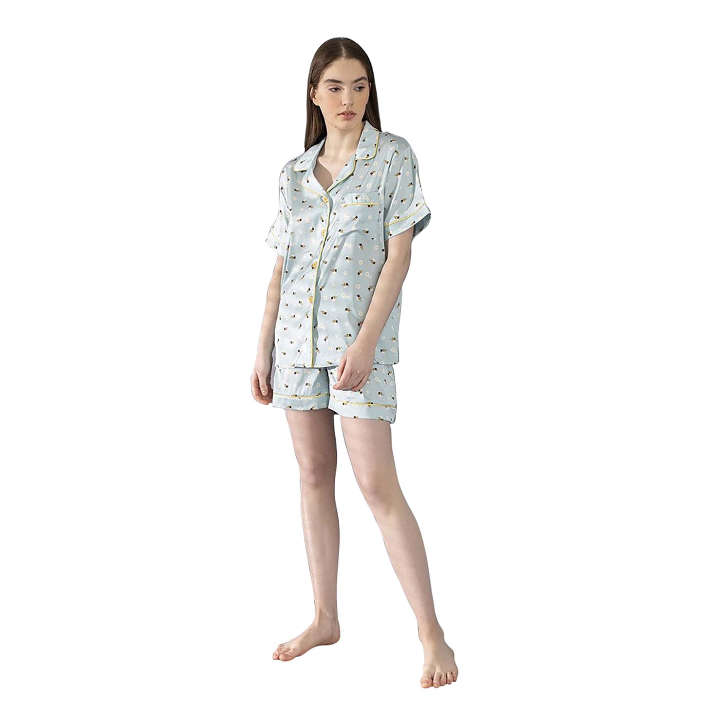 Pigiama corto donna in raso Maestri Cotonieri estivo shorts e giacca 4148