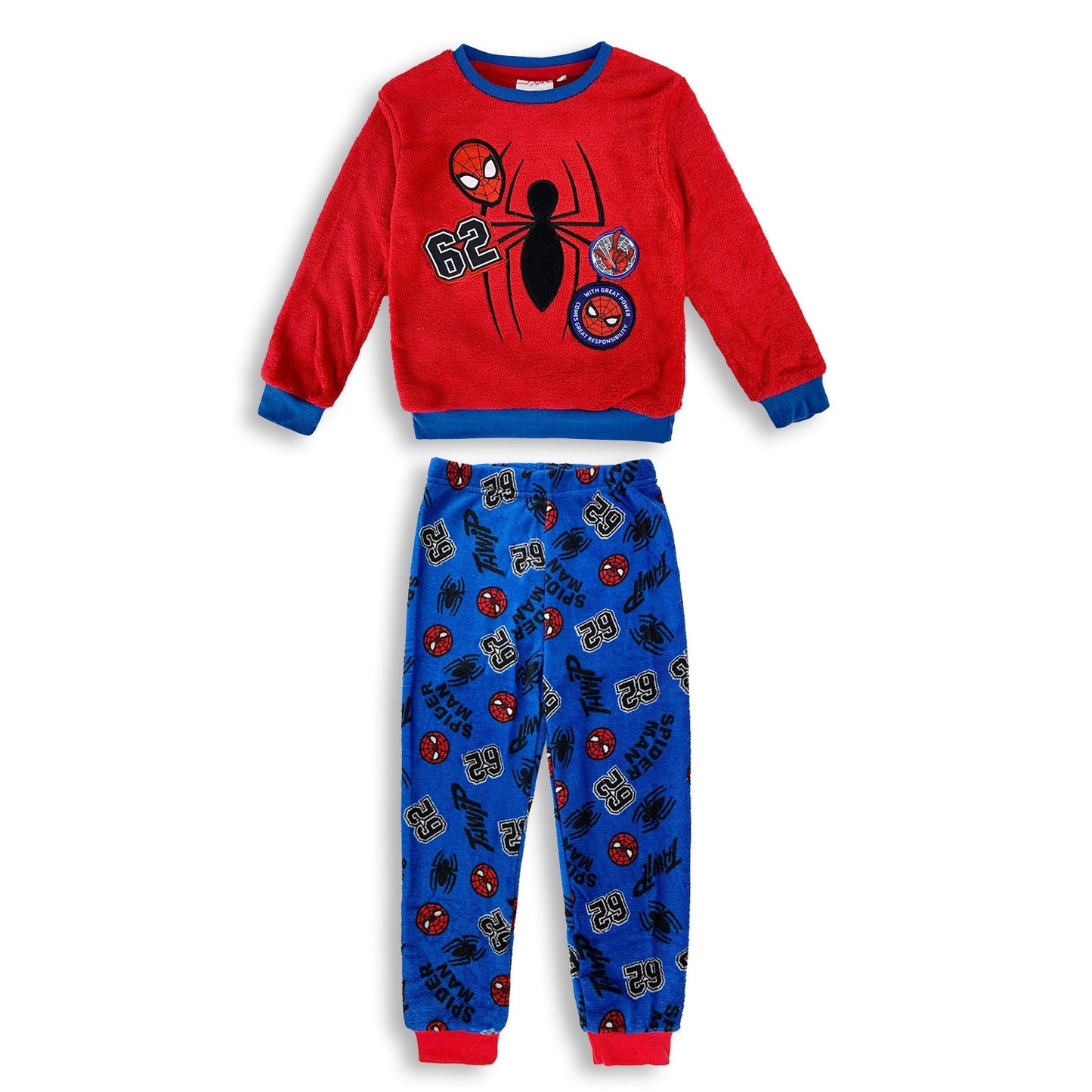 Pigiama Marvel Spiderman invernale bimbo in pile ufficiale e ricamo bambino 4601