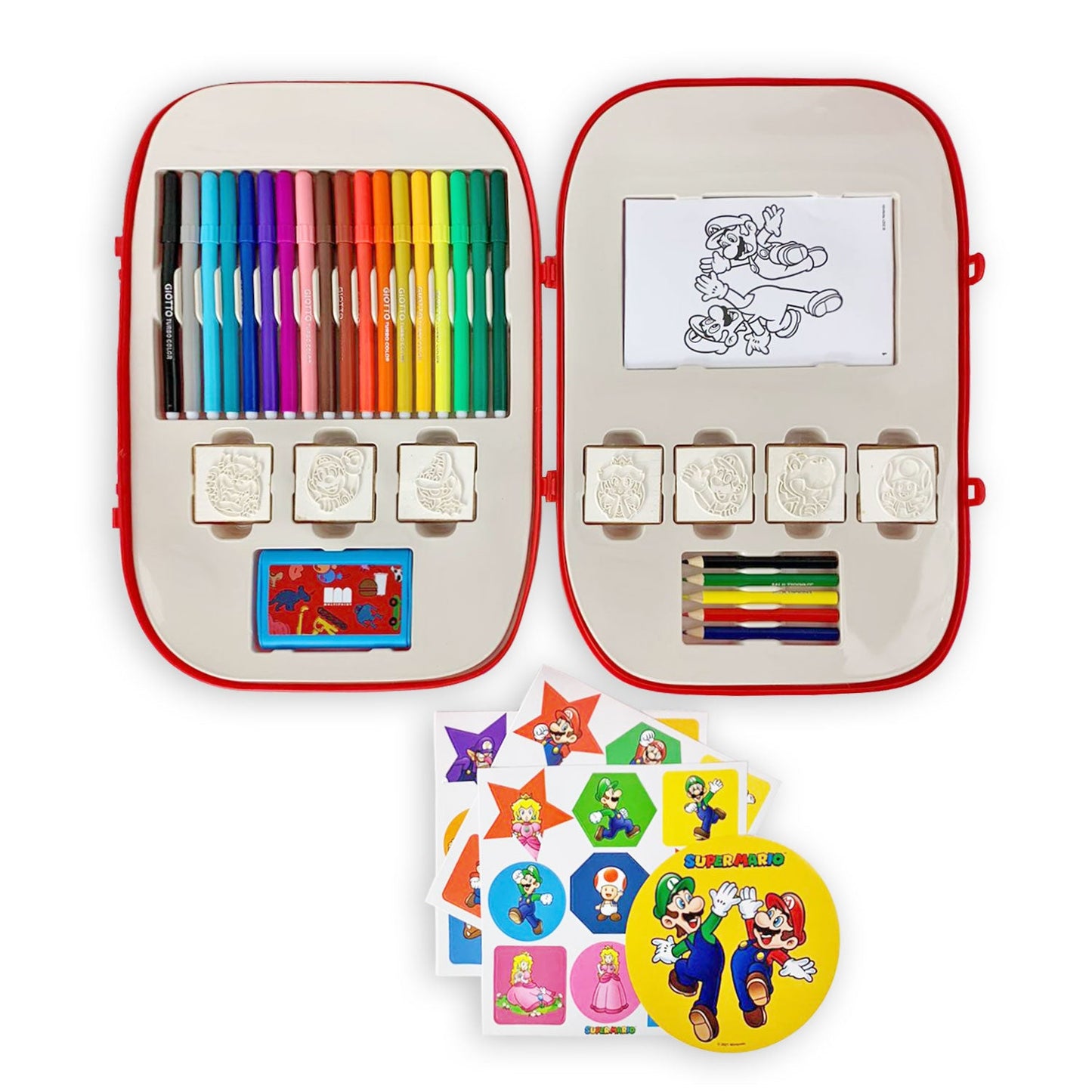 Set cancelleria trolley Super Mario Bros pennarelli Giotto ufficiale 4665