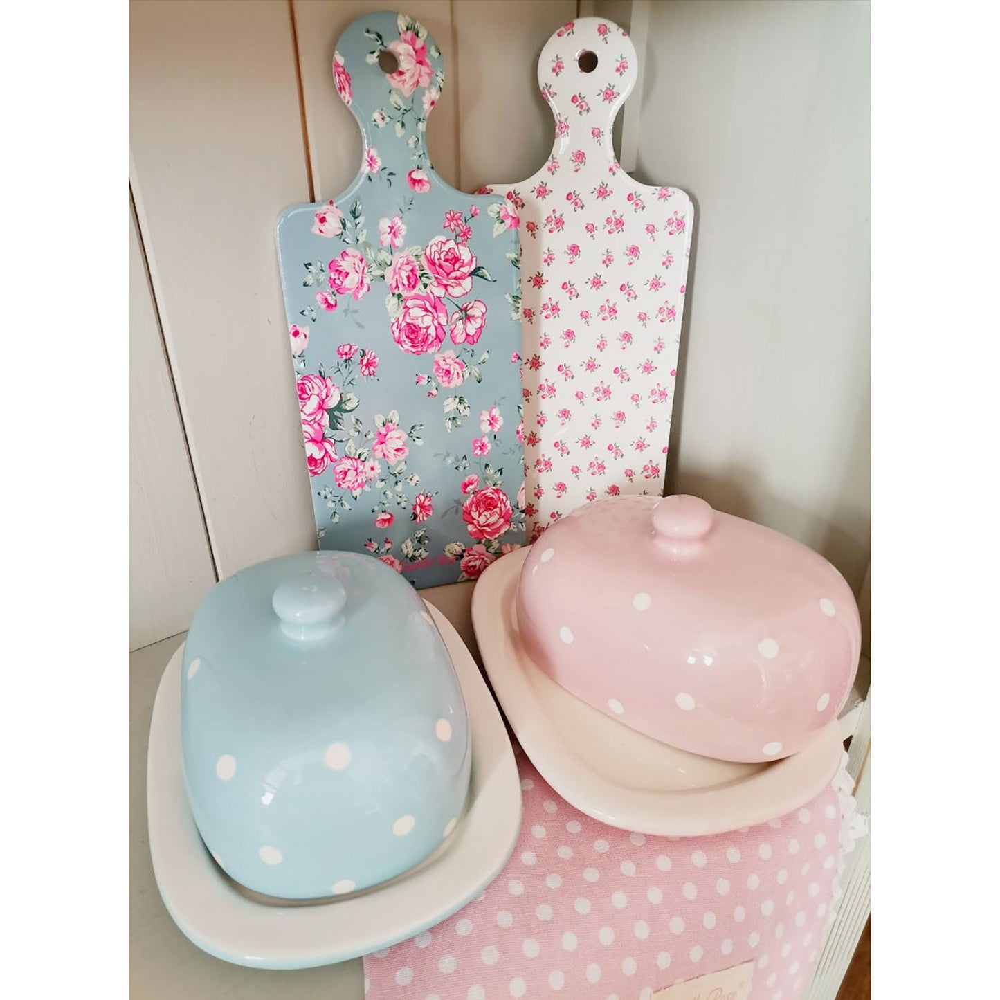 Burriera in ceramica Isabelle Rose a pois pirofila portaburro 9×20,5 cm 5034