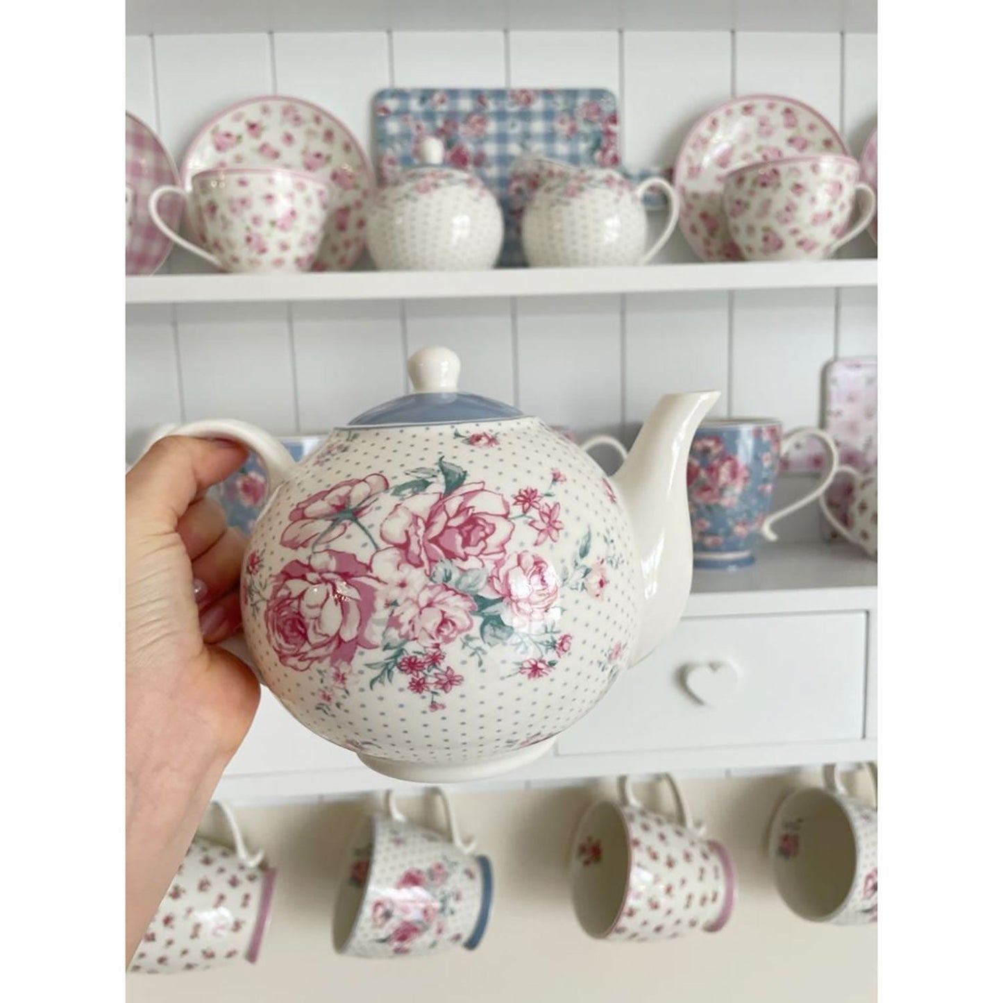 Teiera in porcellana Isabelle Rose Julia stile retrò con coperchio 1 litro 5054