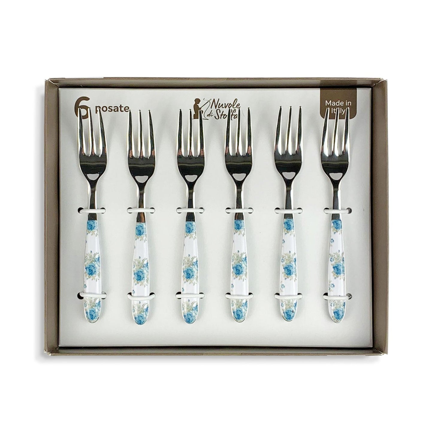 Forchettine dolce Nuvole di Stoffa Shabby chic Camilla acciaio inox fiori 5253