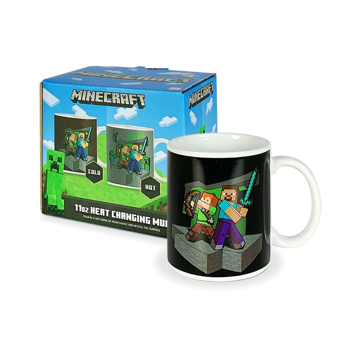 Tazza Minecraft con manico in ceramica che cambia colore 325ml gadget 5376