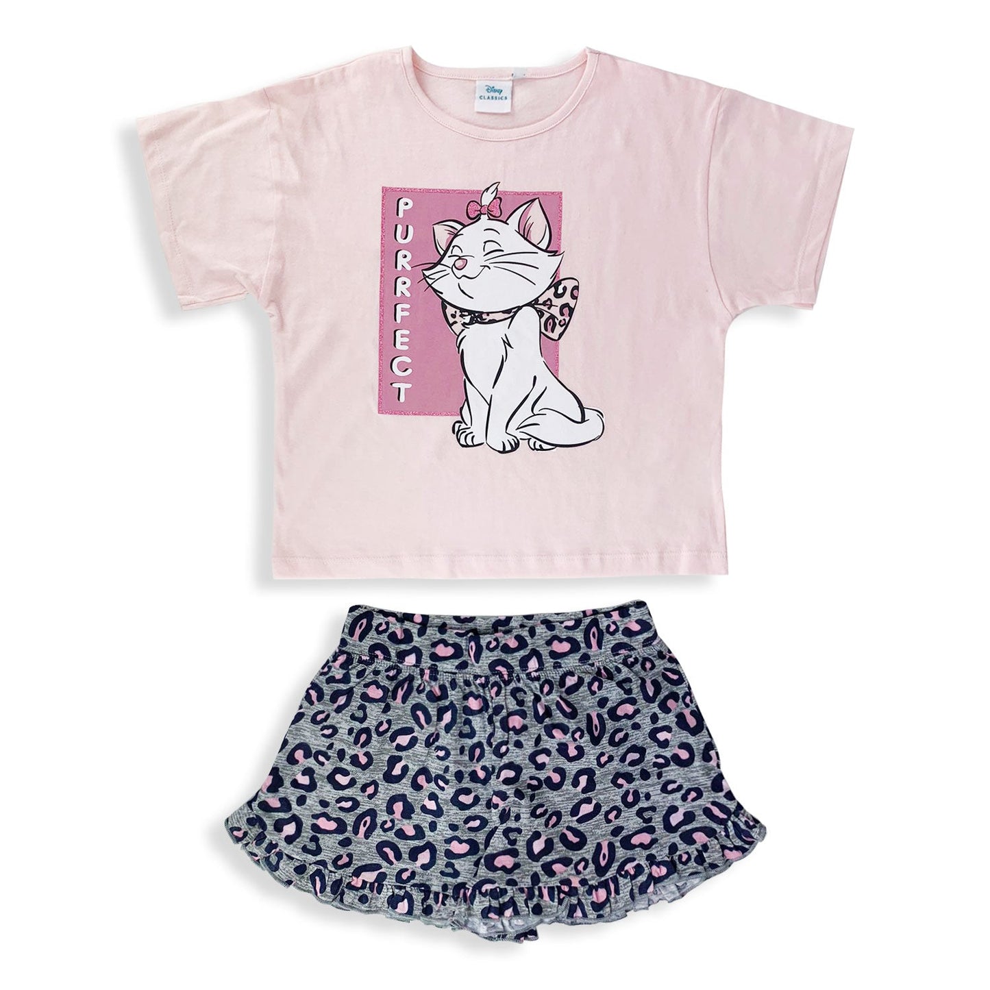 Pigiama corto bambina Disney Aristogatti Marie T-shirt pantaloncino cotone 5424