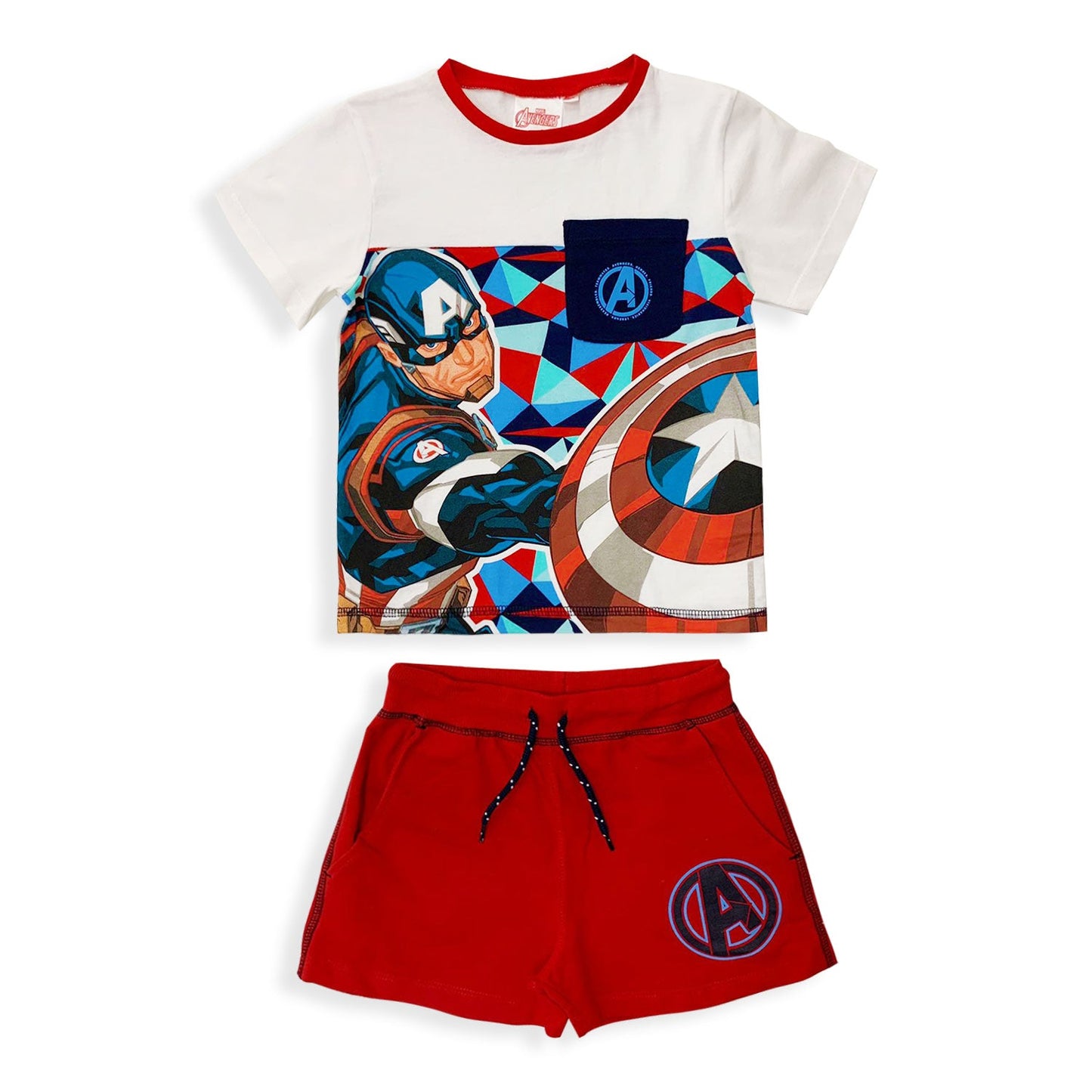 Completo bambino Marvel Avengers t-shirt e pantaloncino in cotone stampato 5442