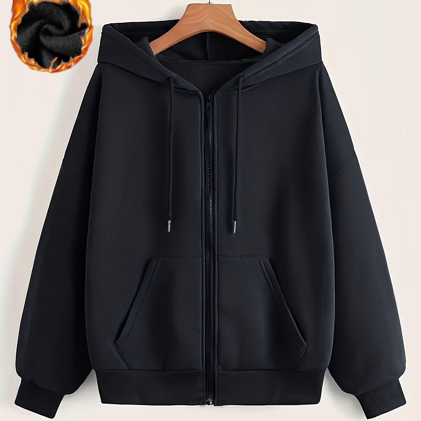 Women's Hooded Sweatshirt, Solid Color, Long Sleeve, Drawstring Hooded, Women's Clothing With Pocket, For Fall And Winter