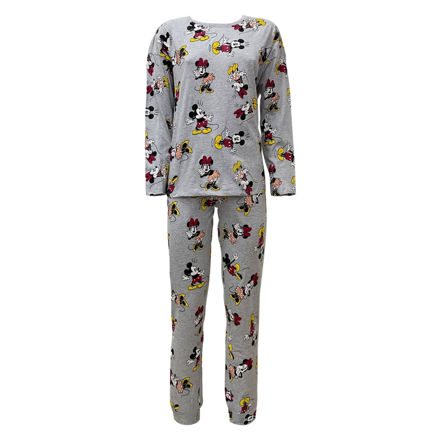 Pigiama lungo donna Disney Minnie Mouse maglia pantalone ragazza in cotone 5693