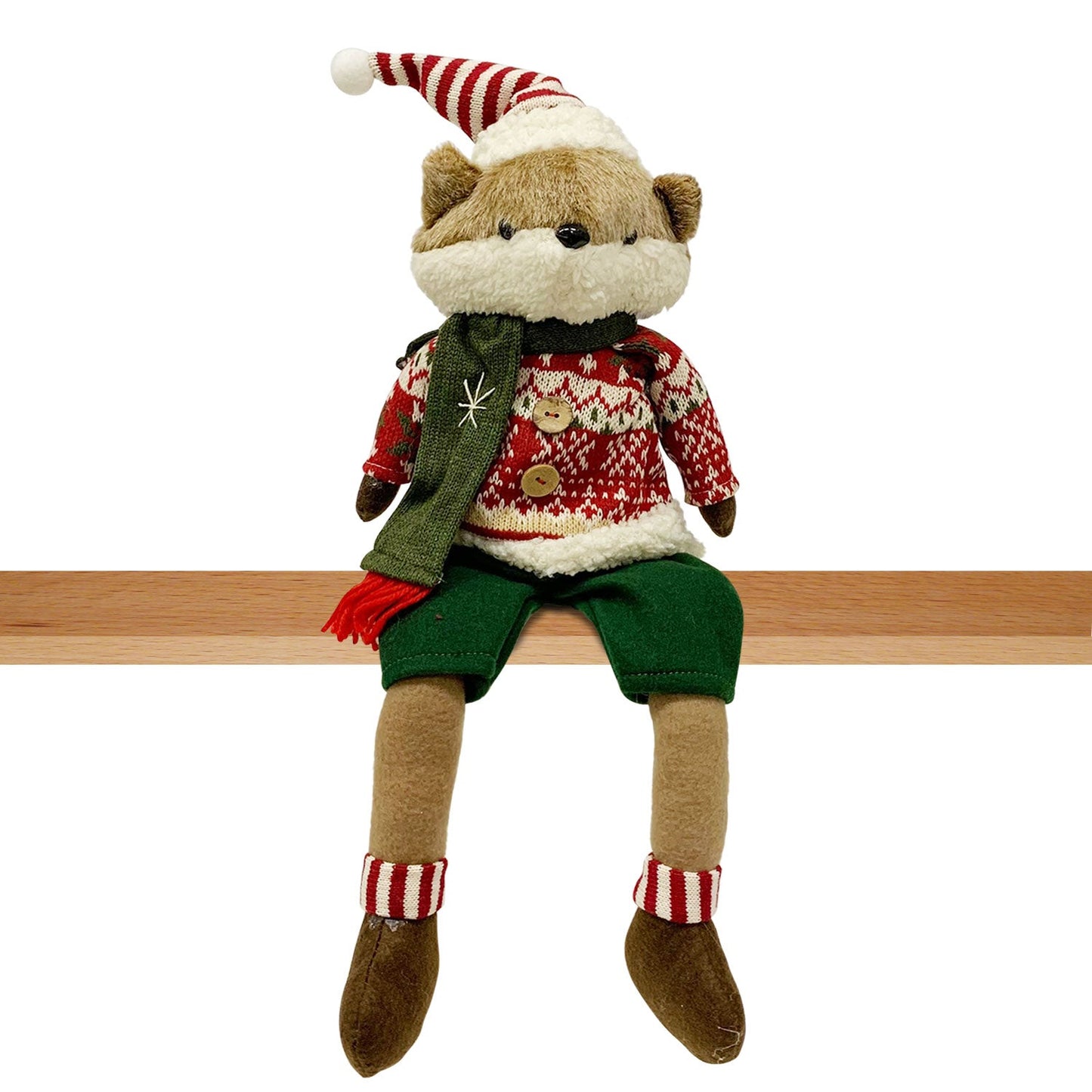 Decorazione natalizia Volpe di Natale in feltro e lana peluche Idea Regalo 5762