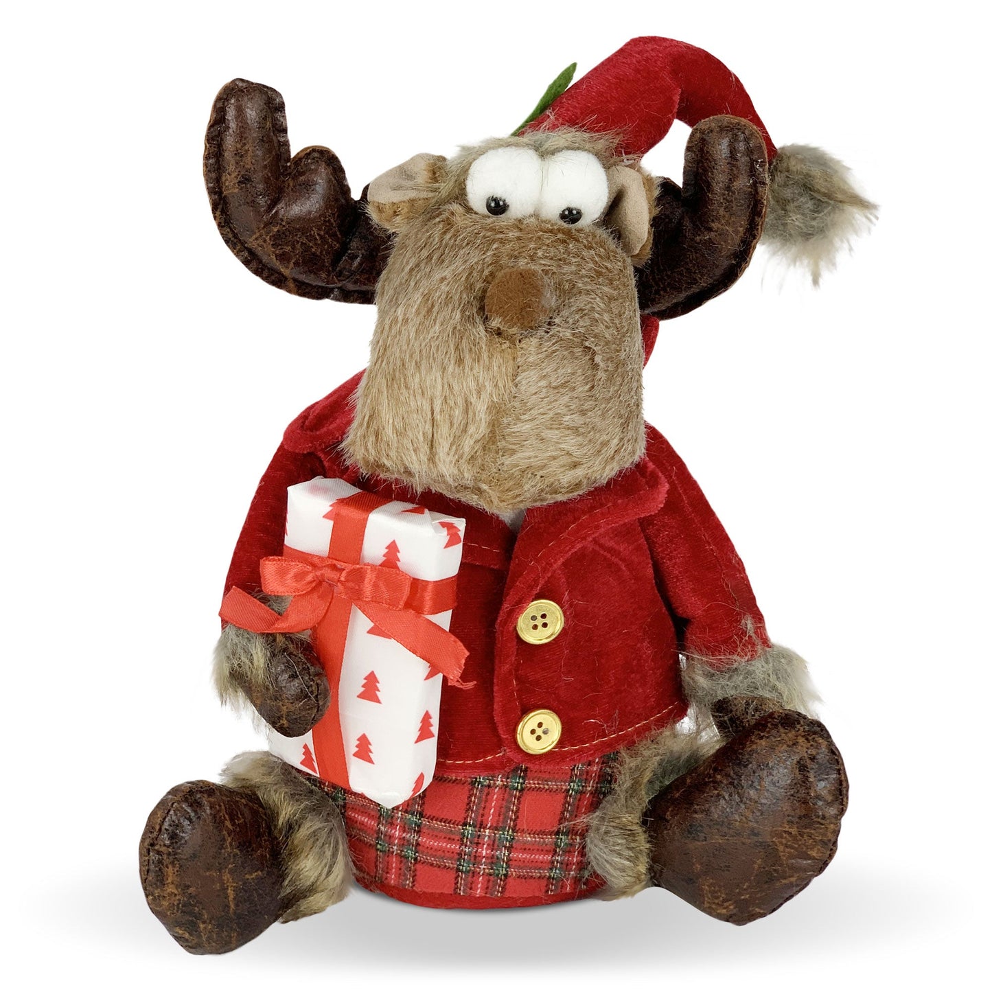 Decorazione natalizia Renna di Babbo Natale seduta peluche Idea Regalo 5849