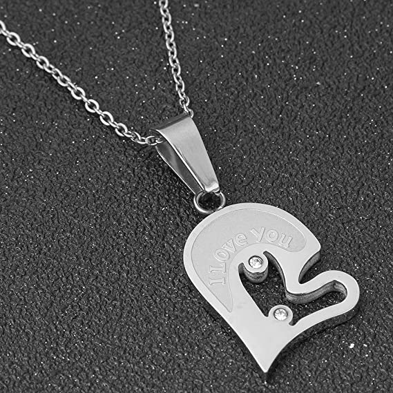 Set 2 Collane Ciondolo Cuore Spezzato Argento e Oro Fidanzati Amore Amicizia Unisex San Valentino