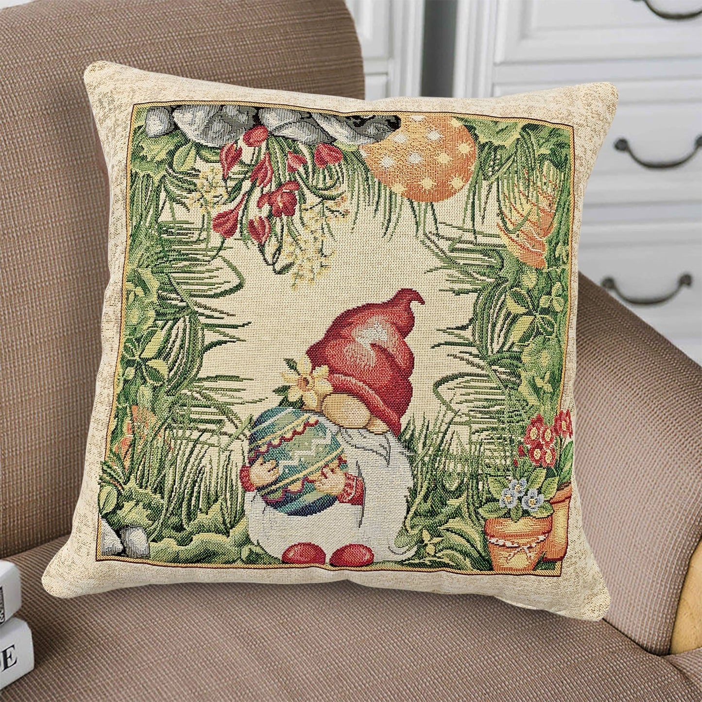 Cuscino arredo pasquale in gobelin Vingi 45x45 decorazione Pasqua dis.8 6055