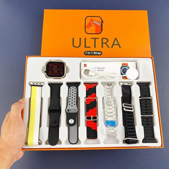 Smartwatch Ultra 7 in 1 2.2HD Amoled Schermo Ricarica wireless 49mm Series 8