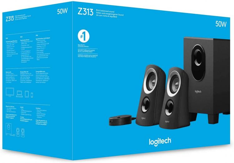 Logitech Speaker 2.1 Z313 25W Rms Pc Computer Ps4 Xbox One Tv Smartphone Tablet