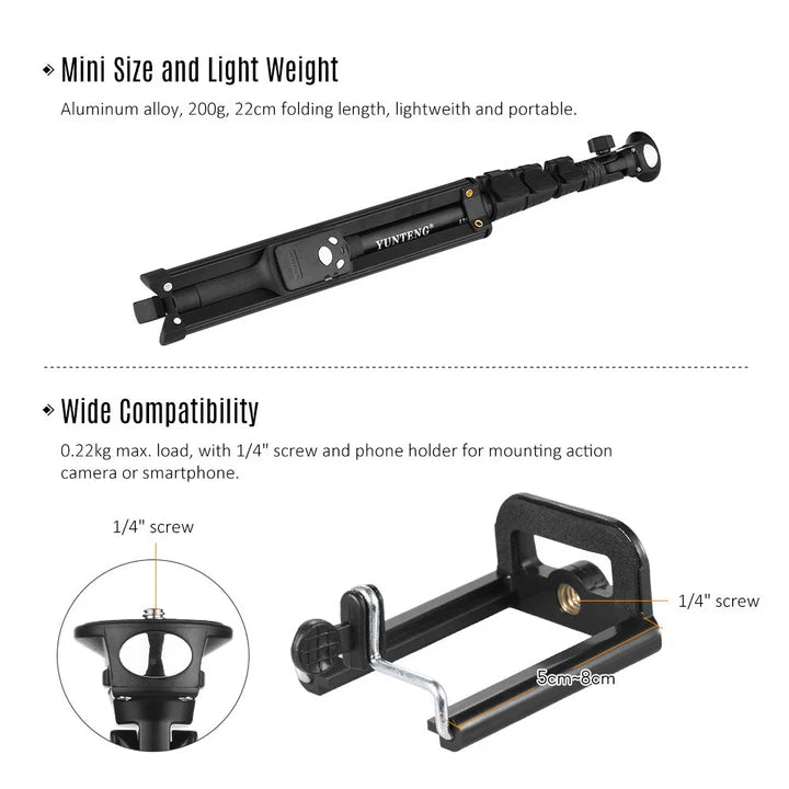 Treppiede Portatile selfie stick con Phone Holder telecomando bluetooth