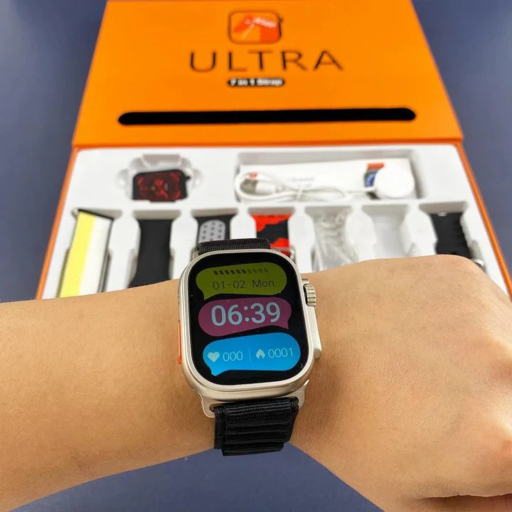 Smartwatch Ultra 7 in 1 2.2HD Amoled Schermo Ricarica wireless 49mm Series 8